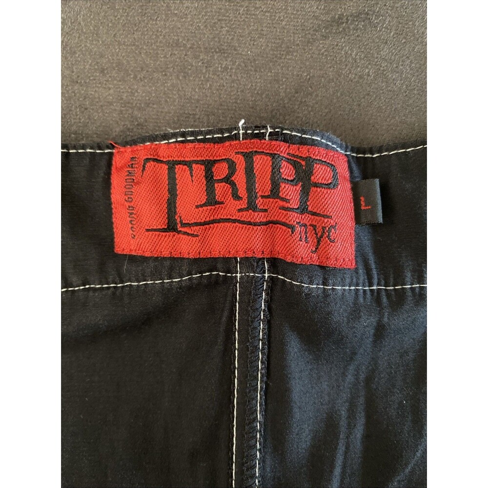 TRIPP NYC Vintage Corset Top Black Lace Up Mesh Goth Victorian Sz L Milkmaid (V1 - Picture 8 of 10